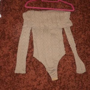 Off the shoulder sweater bodysuit